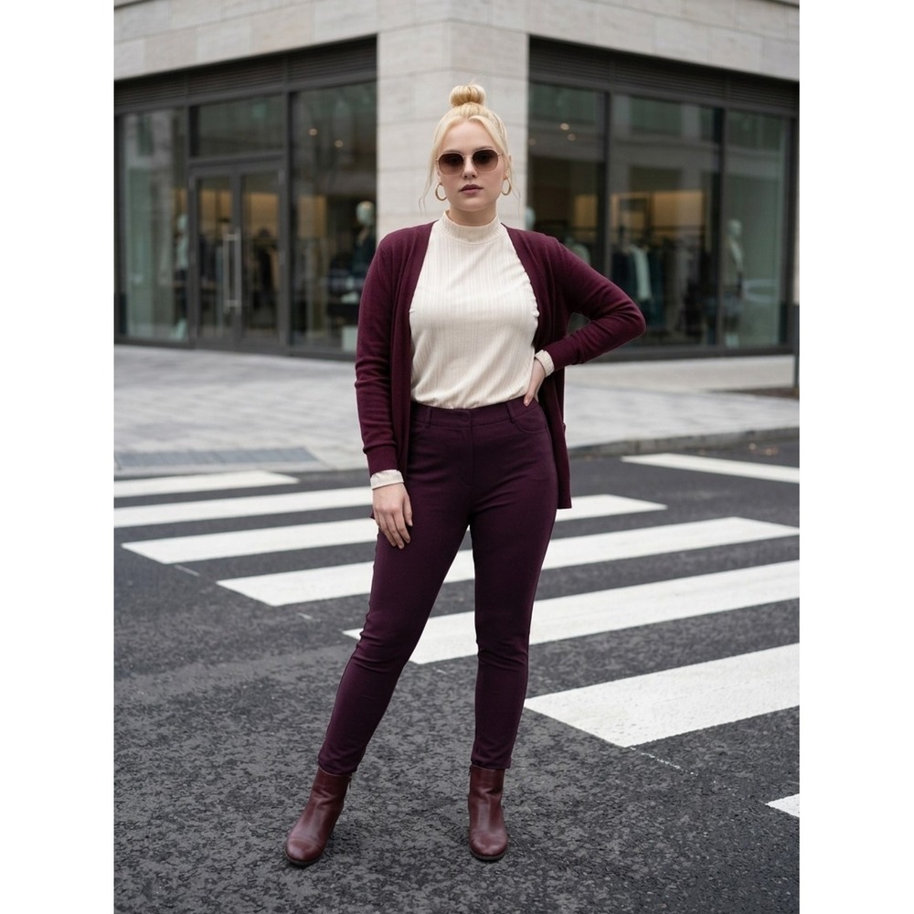 Mario Serrani Skinny Pants in Plum